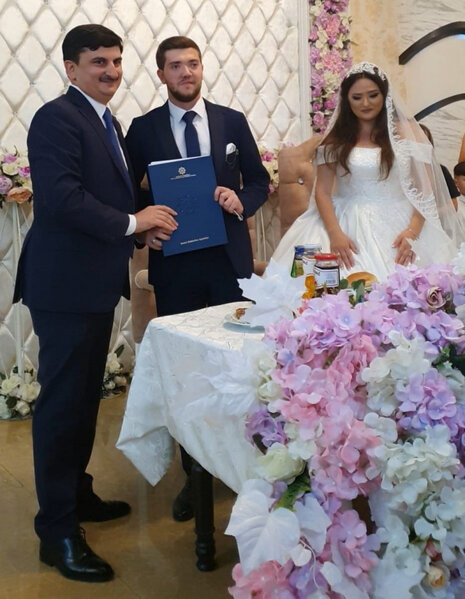 Mənzil hədiyyə edilən qazi ilə Milli Qəhrəmanın qızının toyundan GÖRÜNTÜLƏR - FOTO/VİDEO