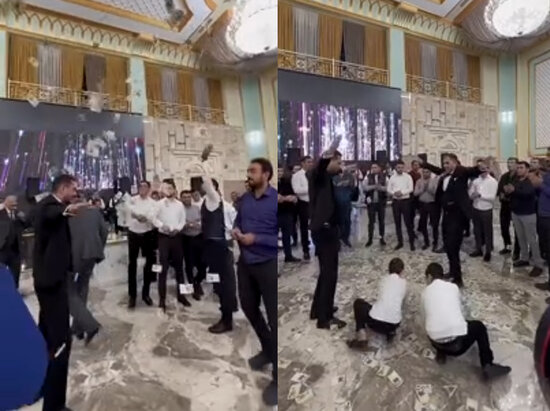 Azərbaycanda bəyin dostları toyda pulu ayaq altına tökdülər - VİDEO