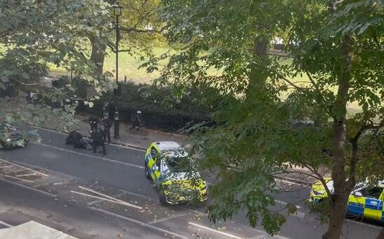 Londonda polis parlamentin binası qarşısında üstündə bıçaq olan kişini tutub