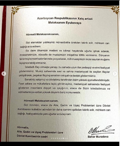 Polad Bülbüloğlu Mələkxanım Eyyubovanı təbrik etdi - FOTO