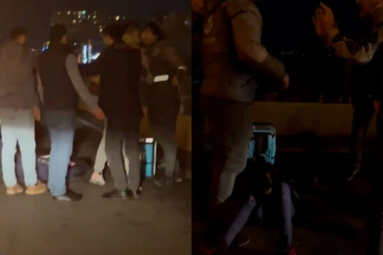 Bakıda "Toyota Prius" markalı avtomobil motosikletlə toqquşub - VİDEO