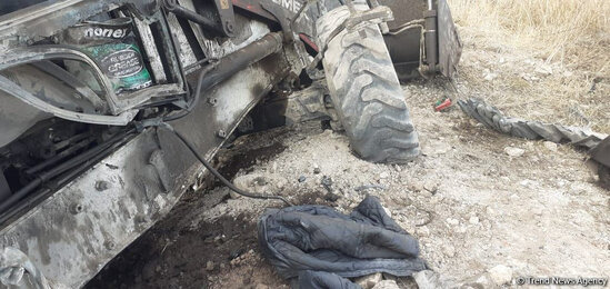 Kəlbəcərdə minaya düşən texnikaların görüntüləri - FOTO