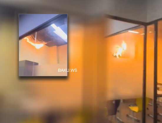 Bakıda tədris mərkəzində güclü yanğın başlayıb - VİDEO