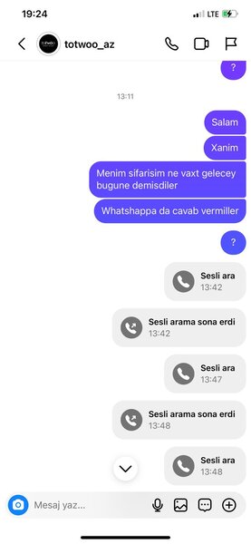 Müştəridən ödəniş alıb blok etdi:Totwoo_az -dan şikayət var