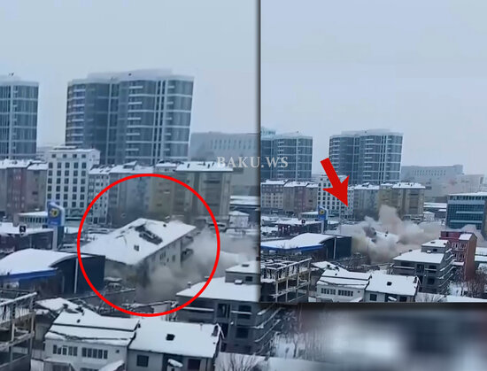 Zəlzələdə binaların dağılma anı - DRONLA ÇƏKİLMİŞ VİDEO