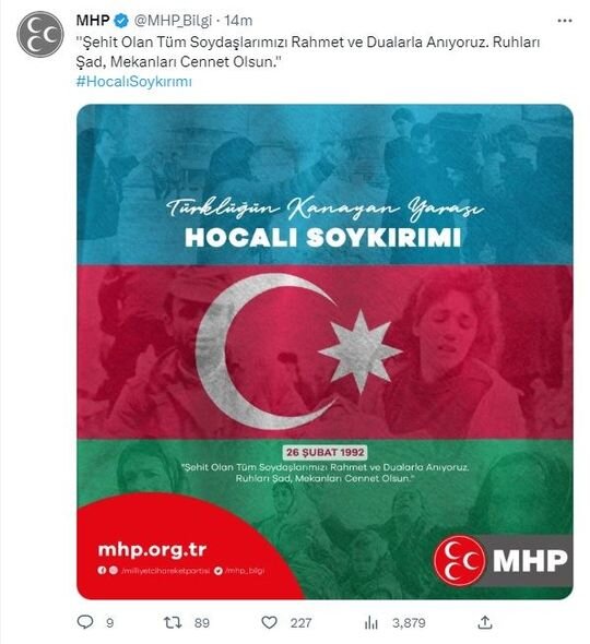 MHP Xocalı faciəsi ilə bağlı paylaşım edib - FOTO