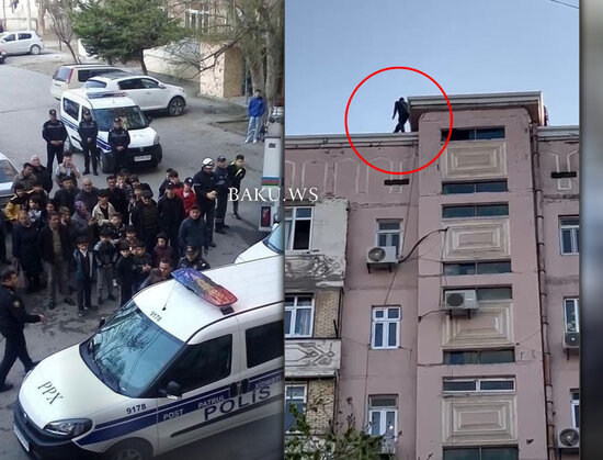 46 yaşlı kişi özünü binadan atmaq istədi, polis xilas etdi - VİDEO