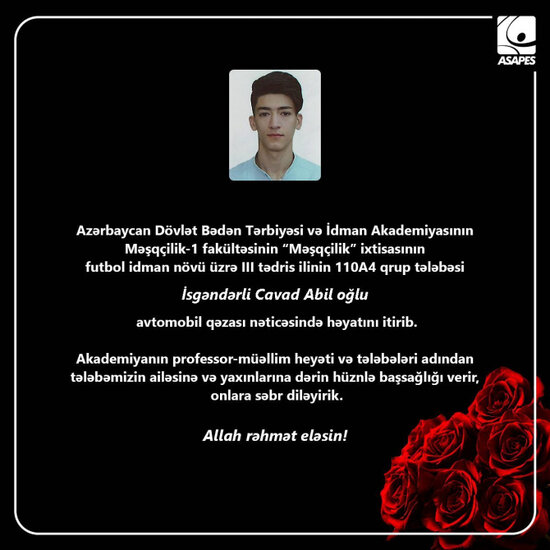 Azərbaycanda universitet tələbəsi qəzada vəfat etdi - FOTO