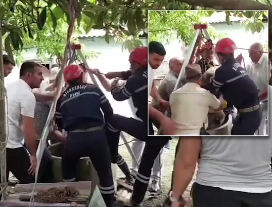 Dərin quyuya düşən 87 yaşlı qadının xilas edilməsinin görüntüləri - VİDEO