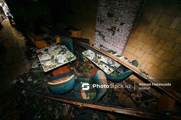 Bakıda güclü yanğın baş vermiş restorandan ən son görüntülər - YENİLƏNİB + FOTO