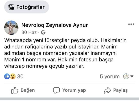 Bakıda həkimlərin başına iş gəldi: "Whatsapp" dələduzluğu - FOTO