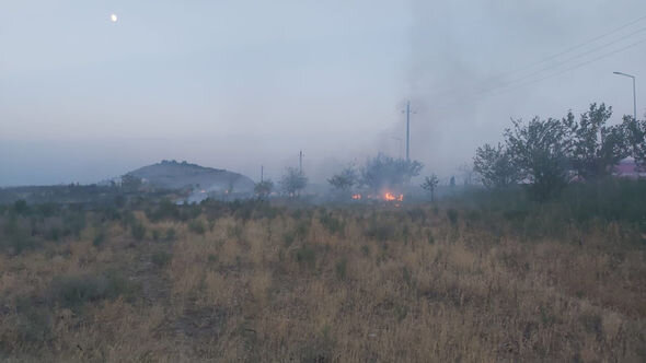 Naxçıvanda su anbarı ətrafında yanğın olub - FOTO