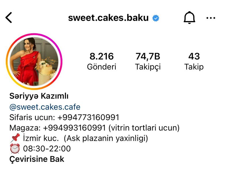 "Sweet.cakes.baku" müştərilərə qarşı hörmətsizlik edir