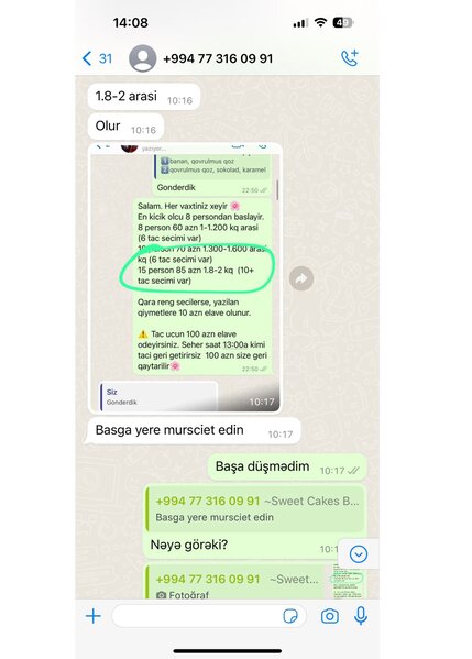"Sweet.cakes.baku" müştərilərə qarşı hörmətsizlik edir