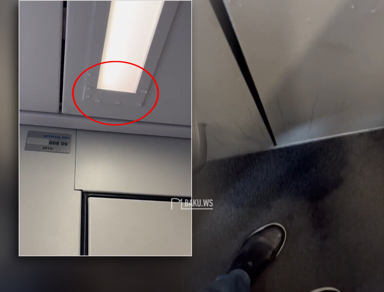 Bakı-Sumqayıt qatarında PROBLEM: Sərnişinlərin başına su damdı – VİDEO