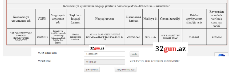 Yarımmilyon manat vergi borcu olan şirkət DVX-ni məhkəməyə verdi