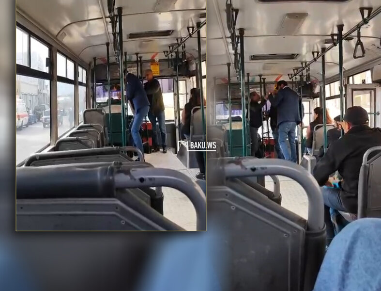 Bakıda avtobus sürücüsü ilə vətəndaş arasında DAVA - VİDEO