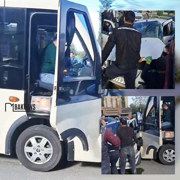 Sumqayıtda ağır qəza: Sərnişinlər maşının içində qaldı - VİDEO