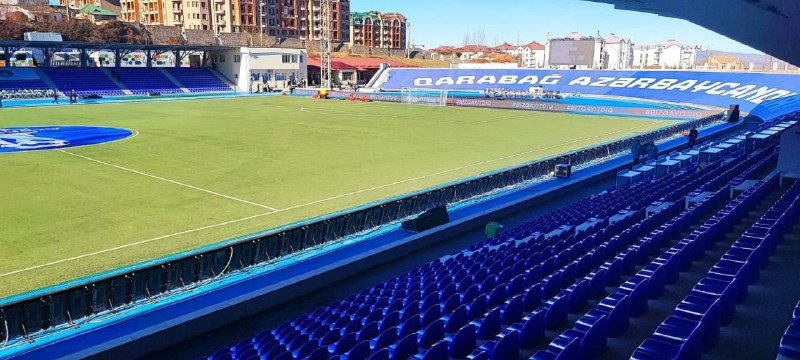 Xankəndi stadionu işıqlandırıldı, lövhələr quraşdırıldı - FOTO