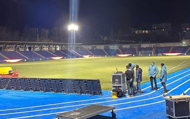 Xankəndi stadionu işıqlandırıldı, lövhələr quraşdırıldı - FOTO