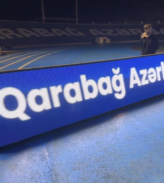 Xankəndi stadionu işıqlandırıldı, lövhələr quraşdırıldı - FOTO