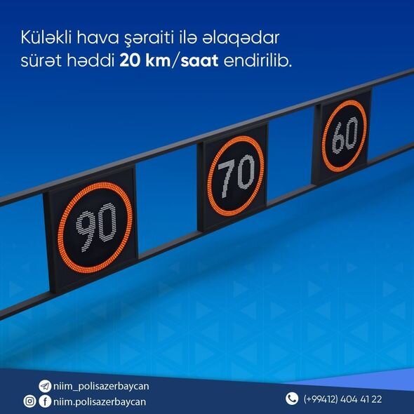 Güclü küləklə bağlı Bakının bir yolunda sürət həddi azaldıldı - FOTO
