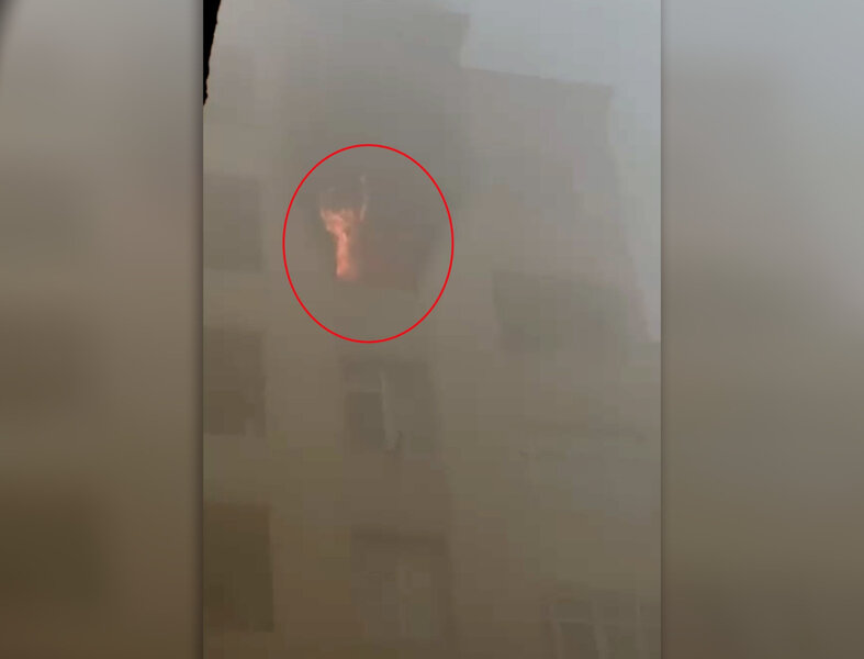 Bakıda binanın 17-ci mərtəbəsində yanğın olub - VİDEO