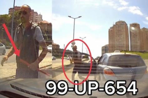 Qadına dəmir dəyənəklə hədəqorxu gələn taksi sürücüsü saxlanıldı - VİDEO