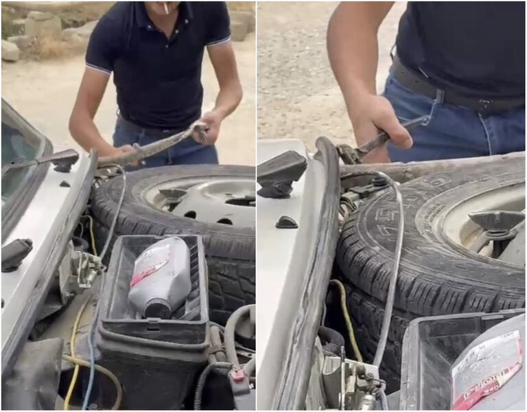 Avtomobil ustasına aparılan maşından ilan çıxdı - VİDEO