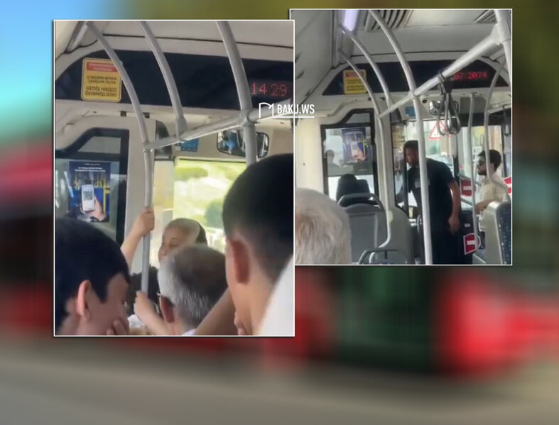 Kondisioneri yandırmayan avtobusda sürücü ilə sərnişinlər arasında GƏRGİNLİK: "Düşün yerə" - VİDEO