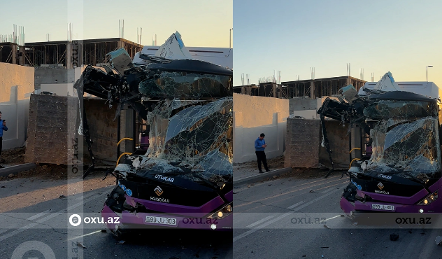 Bakıda sərnişin avtobusu ağır qəzaya düşdü