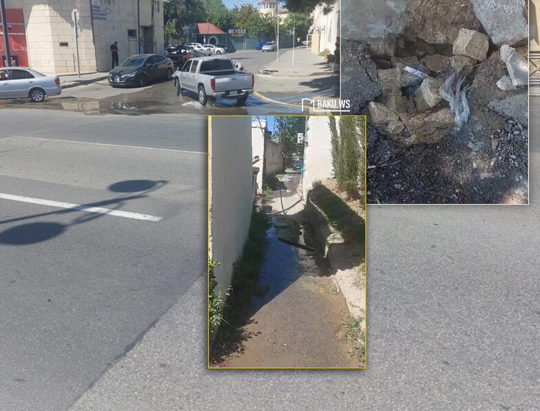 Susuz qalan Bakıda içməli su küçəyə axıdılır - RƏSMİ AÇIQLAMA-VİDEO-YENİLƏNİB