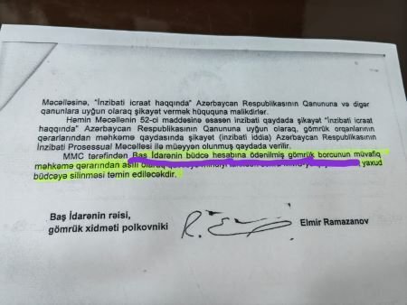 Elmir Ramazanov sahibkarın pulların büdcədən kənar fonda köçürmə etdiyi üçün geri qaytarmaqdan rəsmi olaraq imtina edir-FOTO/VİDEO