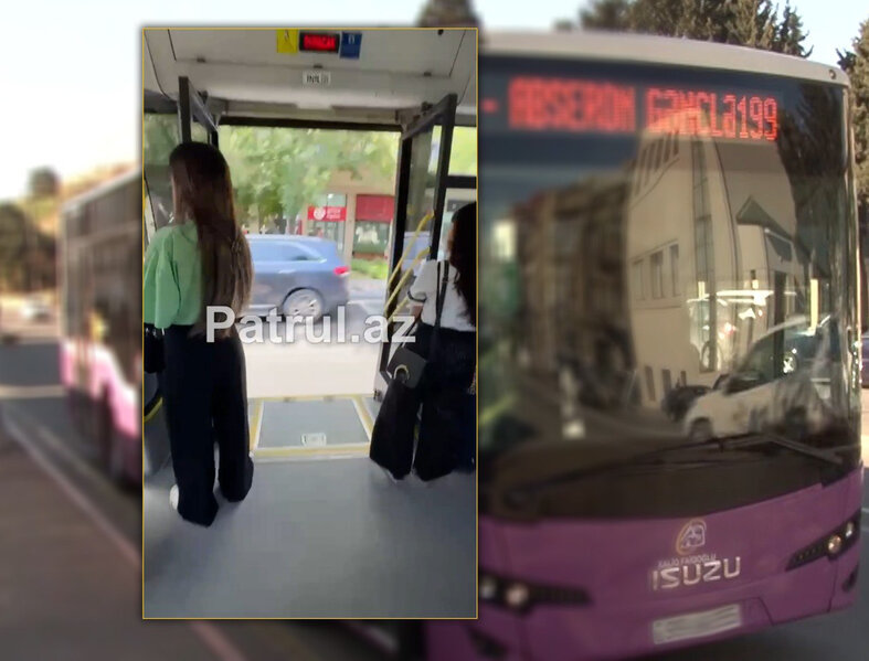 Bakıda sürücü hava istidir deyə avtobusu qapısı açıq sürdü - VİDEO