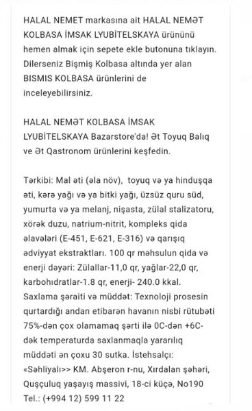 "Səhliyalı"nın "İmsak" kolbasalarında zərərli qida əlavələri aşkarlandı – Foto