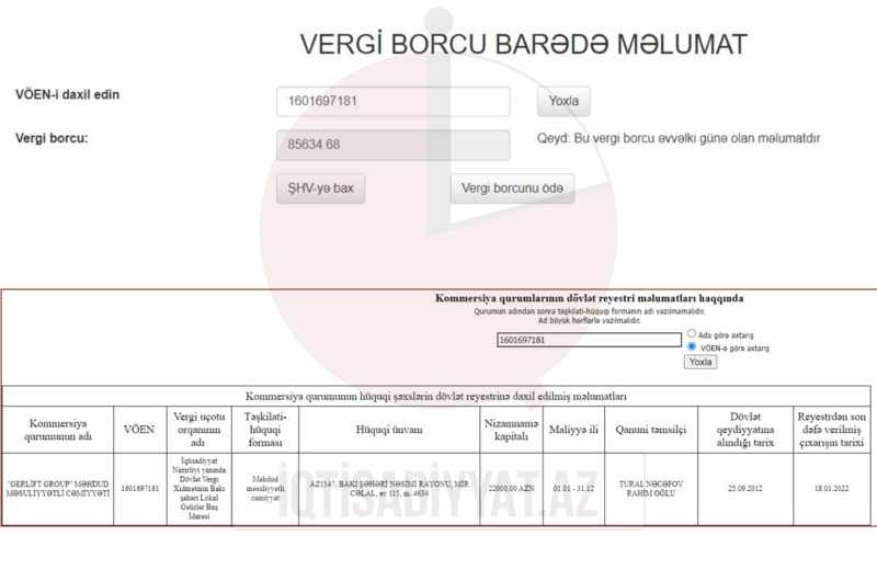 "Gerlift Group" MMC-nin yüksək məbləğdə vergi borcu yaranıb - FOTO