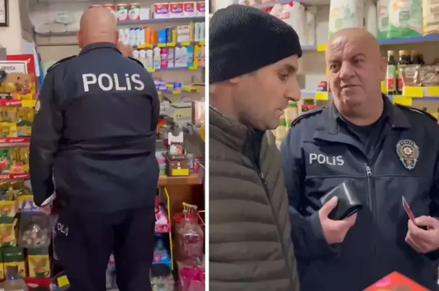 Marketə girən polisin bu hərəkəti müzakirələrə səbəb oldu - VİDEO