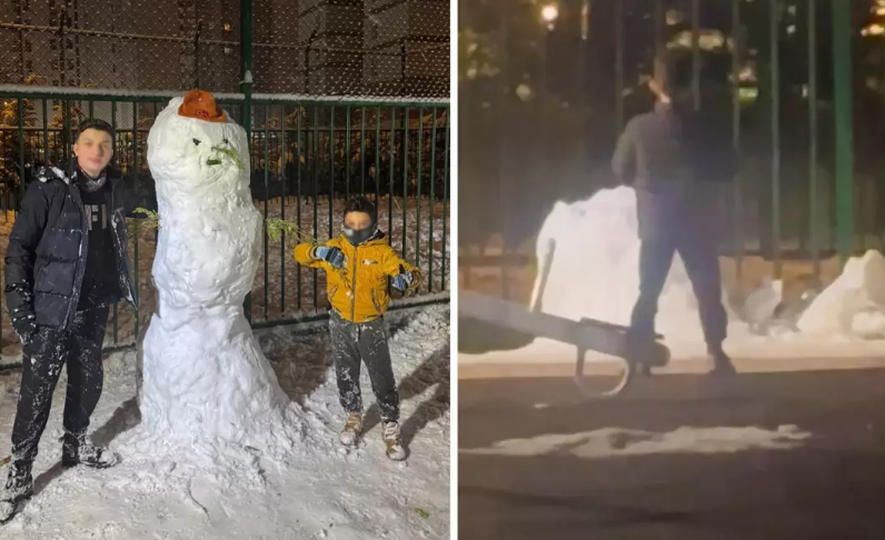 8 yaşlı uşaq aşan qar adamı üçün cənazə namazı qıldı - VİDEO