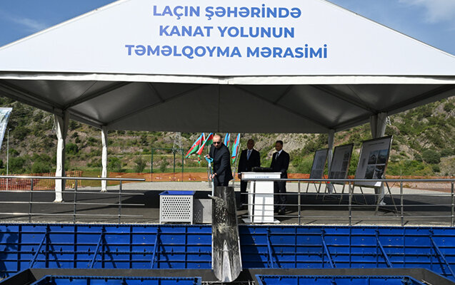 Laçın kanat yolunun təməli qoyuldu - Fotolar