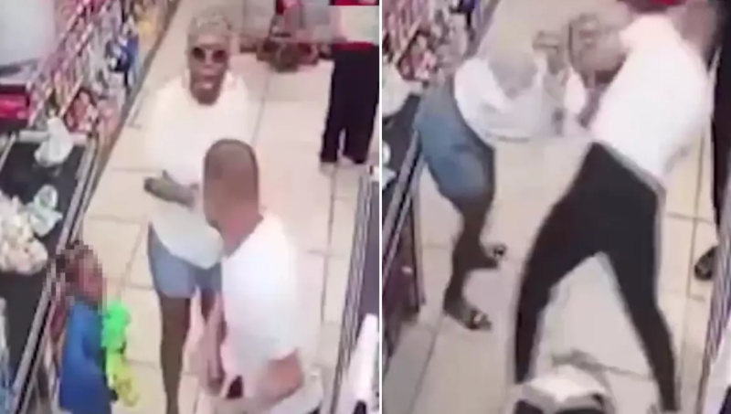 Marketdə yaşanan şok hadisə: Kassa sırasında qadını qızının gözü önündə döydü - VİDEO