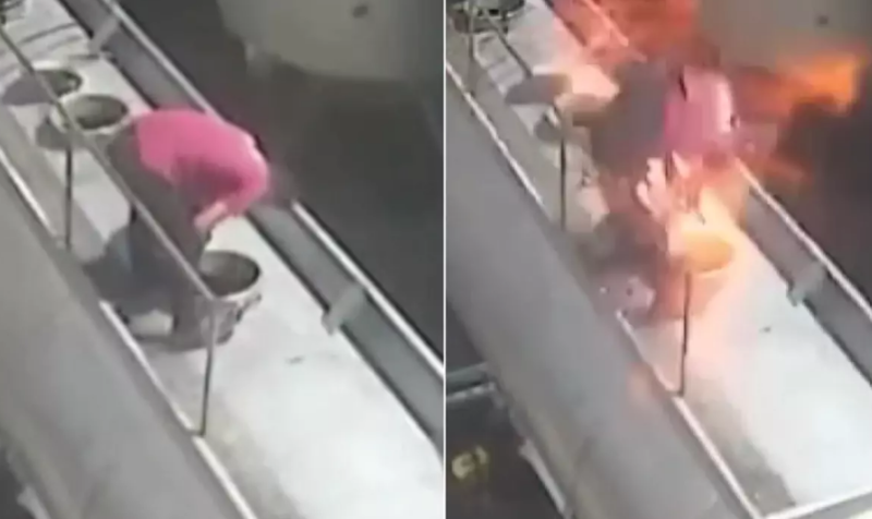 Ağzında siqaretlə açdığı tankerin qapağı bomba kimi partladı: İşçi ağır yaralandı - VİDEO