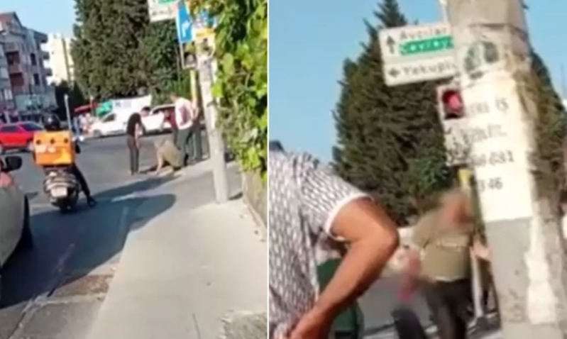 Arvadını izlədiyini iddia etdiyi şəxsi küçənin ortasında döydü – VİDEO