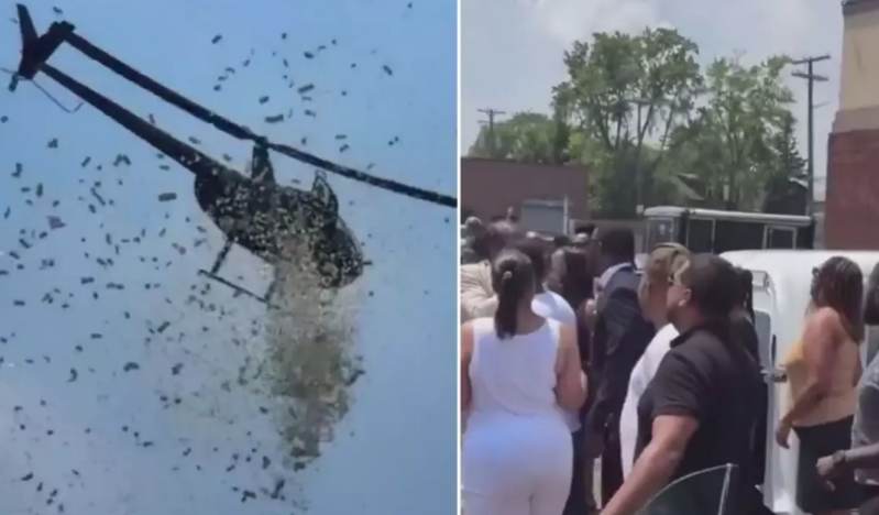 Vida mərasimində göydən pul yağdı - VİDEO