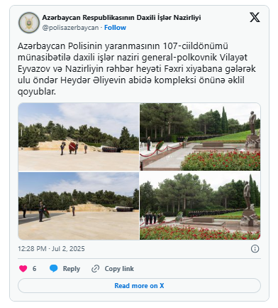 DİN rəhbərliyi Heydər Əliyevin məzarını ziyarət edib