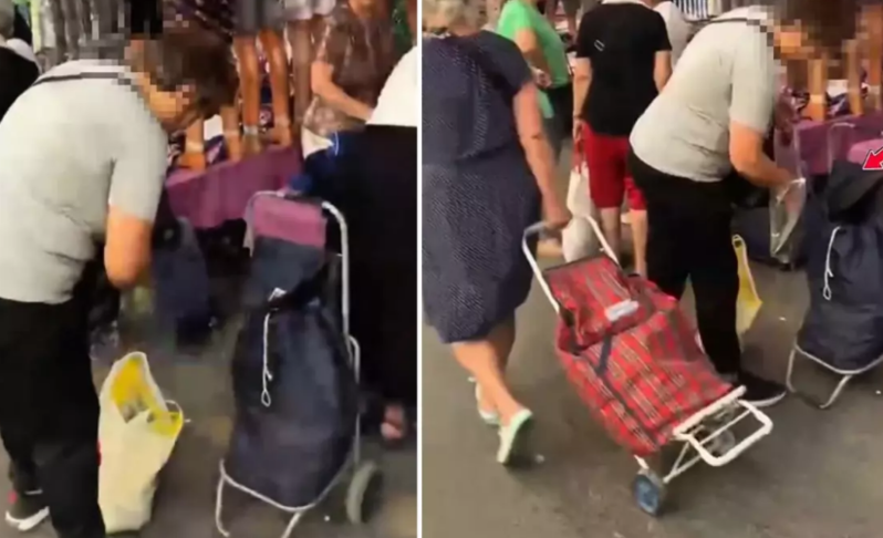 Bazarda böyük qalmaqal! Heç kimin görmədiyini zənn etdi, amma kamera hər şeyi çəkdi - VİDEO