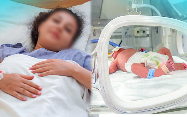 Metroda doğulan körpə küvəzə salınıb