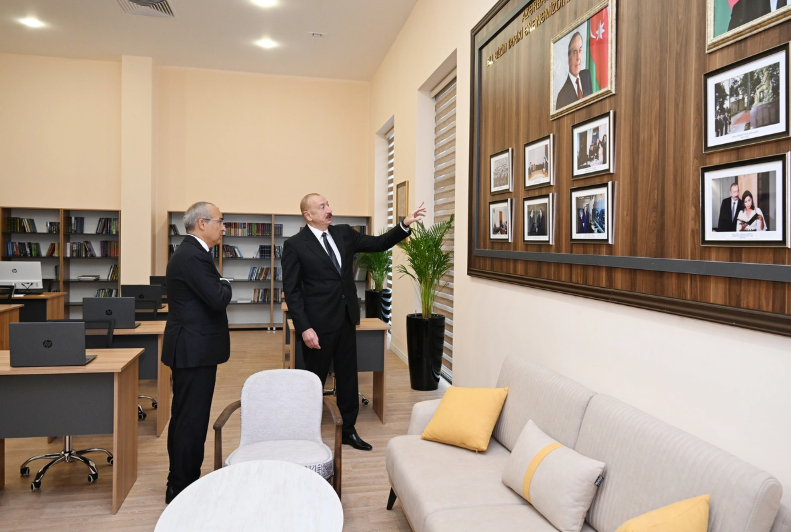 İlham Əliyev Səməd Vurğun adına Yaradıcılıq Evinin açılışında iştirak edib