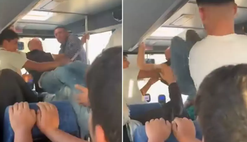 Avtobusda dəhşətli anlar: Sürücü ilə sərnişin əlbəyaxa oldu - VİDEO