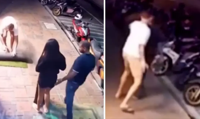 Arvadını narahat edən şəxsi bir zərbə ilə yerə yıxdı - VİDEO