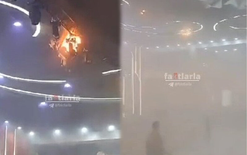 Bakıda toy zamanı şadlıq evində yanğın - "Zalda bir nəfər qalmasın"+Video